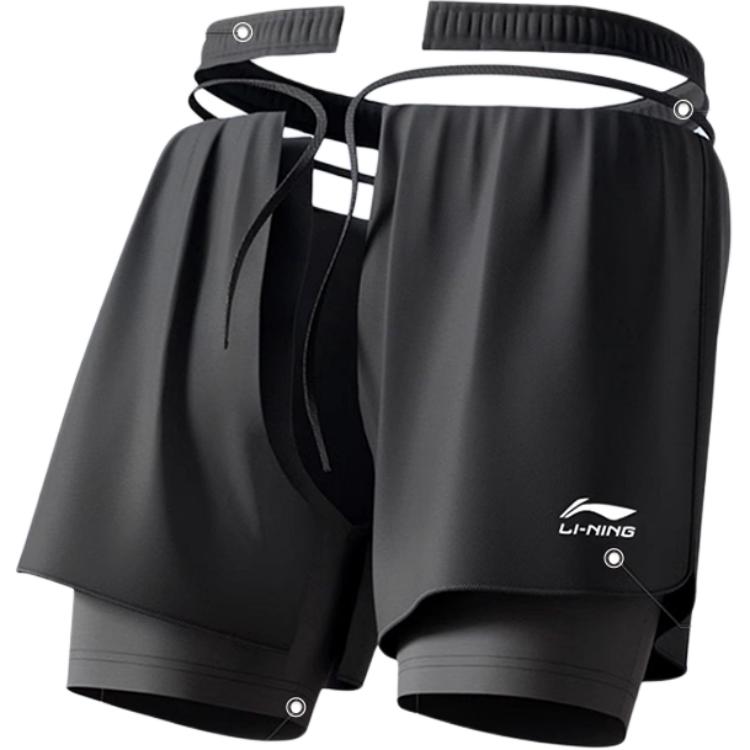 Li Ning Sports Shorts Unisex Night Black Thin