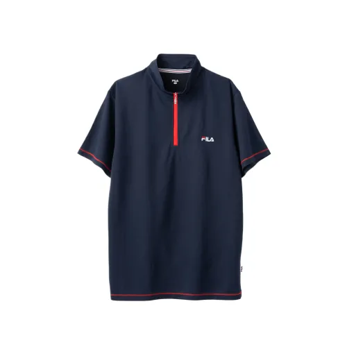 FILA T Shirts Men's Marine Blue Stand Collar