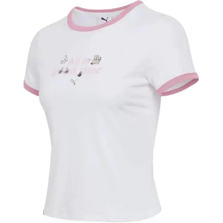 PUMA T-Shirts Women's White Crew Neck Moderate