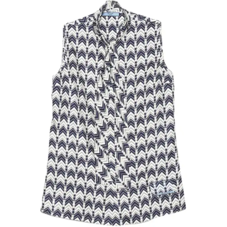 PRADA Shirts Women's Blue With White Lettering Crew Neck Moderate Shirt