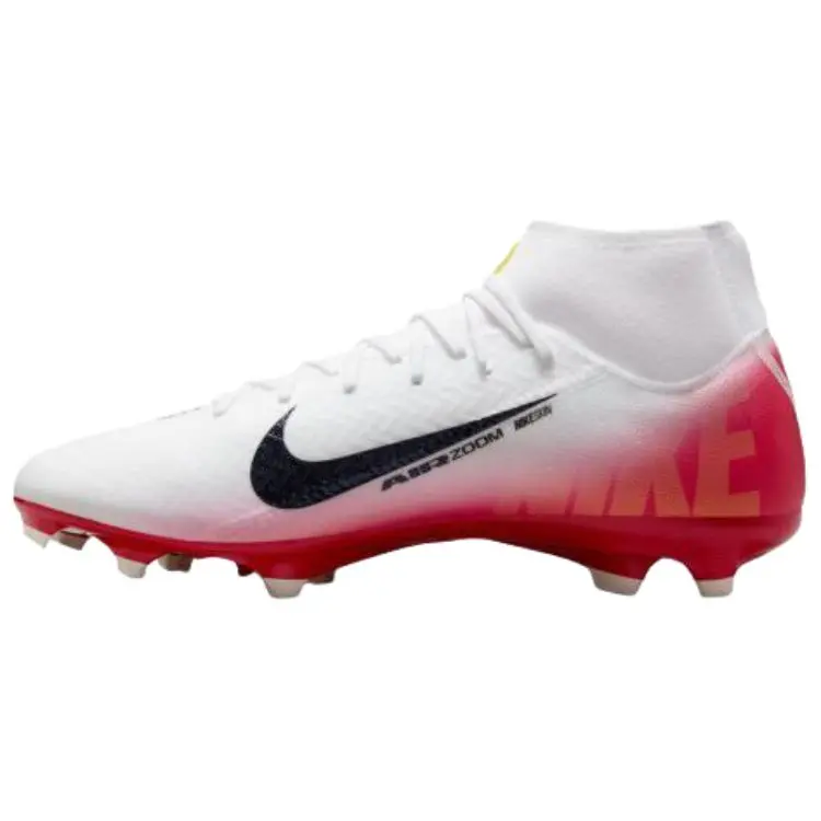 Nike Mercurial Superfly 10 FG Rubber Long Studs MG Rubber Short Studs Abrasion Resistant Soccer Shoes Unisex White Red