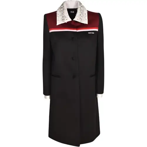 MIU MIU Coats Women's Black Lapel Moderate