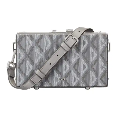 DIOR Lock Smooth Cow Leather With Canvas Messenger Bag, Crossbody Bag, Shoulder Bag Mini Men's Dior Gray