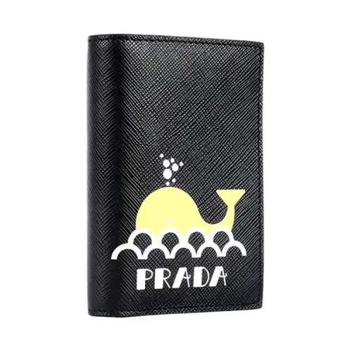 PRADA Leather Wallet Unisex Black & Yellow