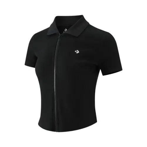 Converse T Shirts Women's Black Lapel Moderate