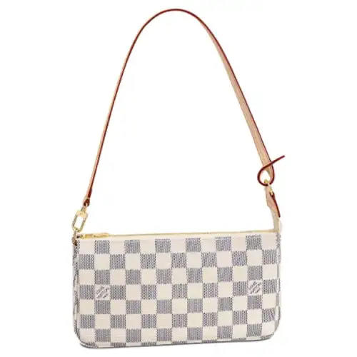 LOUIS VUITTON Checkerboard Damier Azu Canvas Bag, Pochette, Accessory Bag, Shoulder Bag Women's Beige Yellow