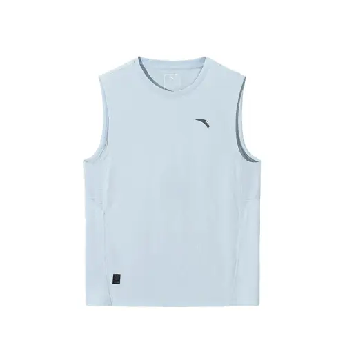 ANTA Variety Training Collection Tank Tops Men's Clear Sky Blue Crew Neck Thin Straight Fit