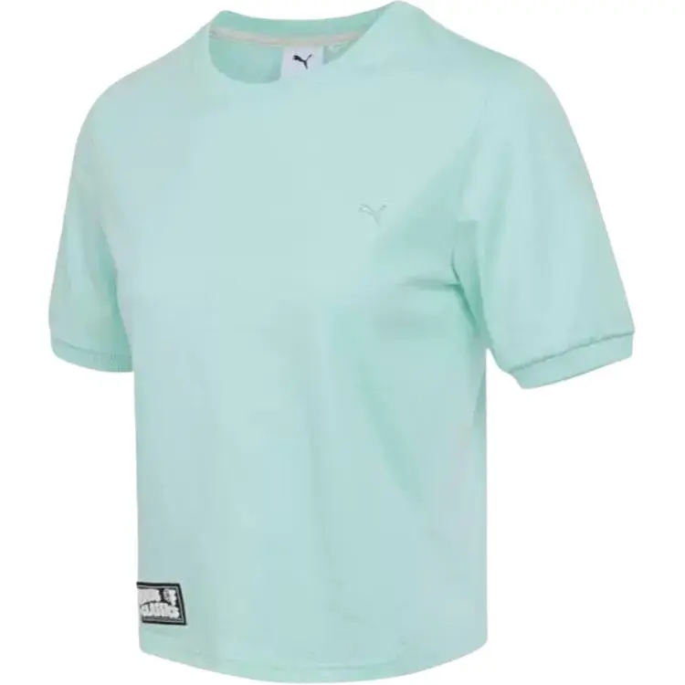 PUMA T-Shirts Women's Coral Green Crew Neck Moderate