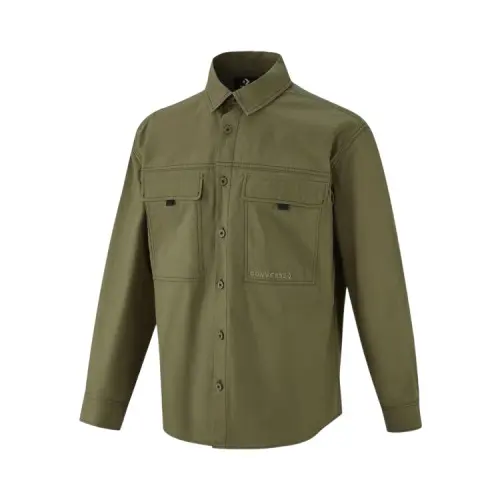 Converse Shirts Men's Olive Green Lapel Moderate