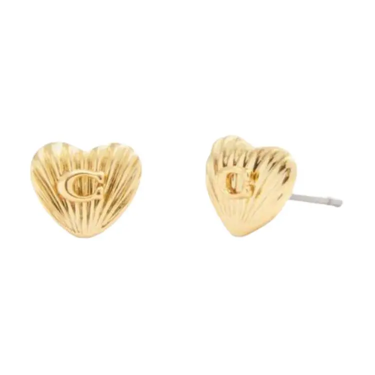 COACH Cubic Zircon, Brass Plated Stud Earrings Women's Gold