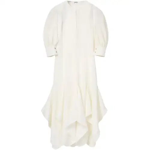 LOEWE Short Sleeved Dresses Women's White Crew Neck Thin Long