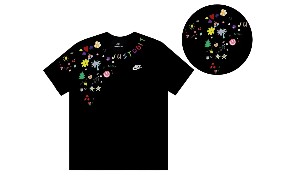 Nike Handmade Remake Sunshine Star Dream Print T Shirt Unisex Black