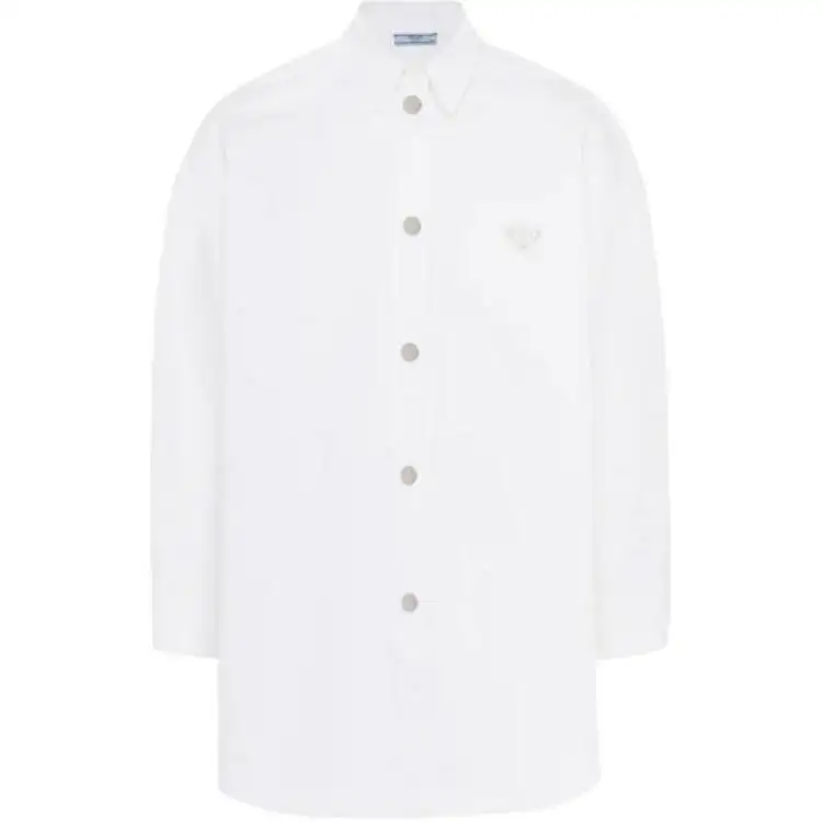 PRADA Shirts Women's White Pointed Collar Moderate Other