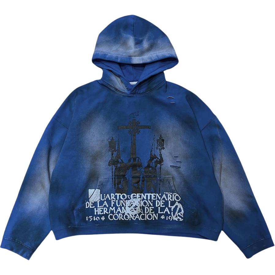 【Undermycar】25ss Grave Of Priest Vintage Effect Hoodie Undermycar SS25 GRAVE OF PRIEST VINTAGE EFFECT HOODIE