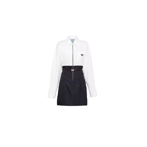 PRADA FW22 Long Sleeved Dress Women's Black White