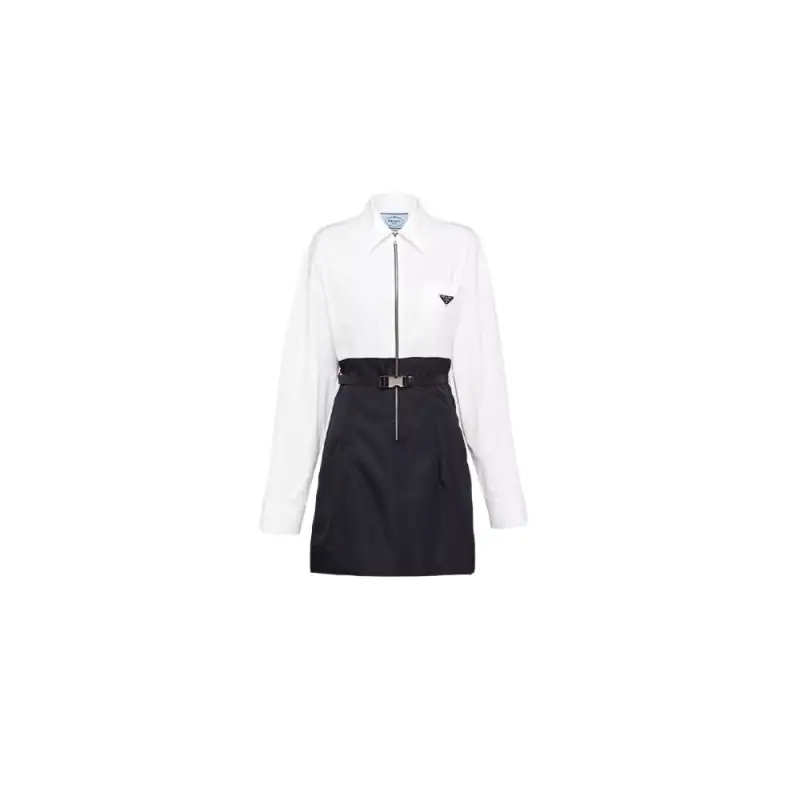 PRADA FW22 Long Sleeved Dress Women's Black White