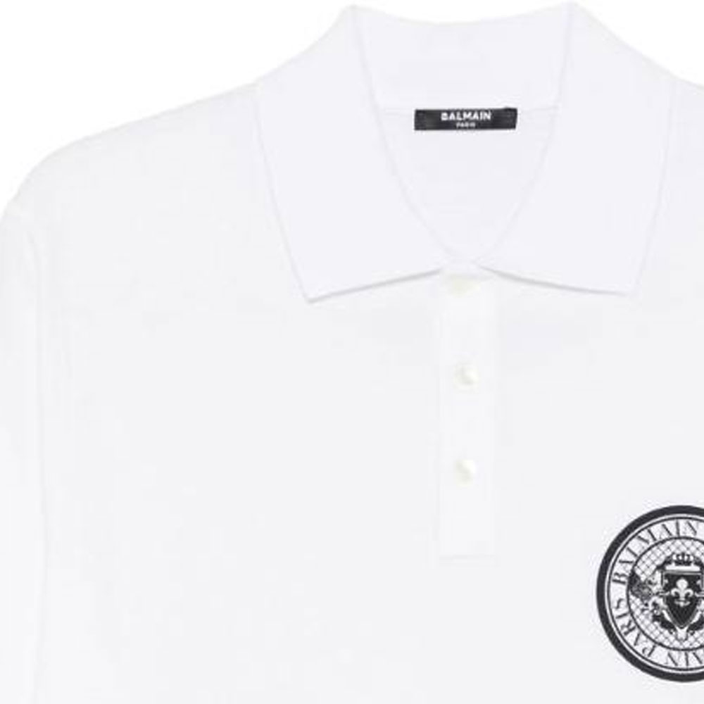 Мужская футболка BALMAIN FW24 Polo (белый) — фото 5