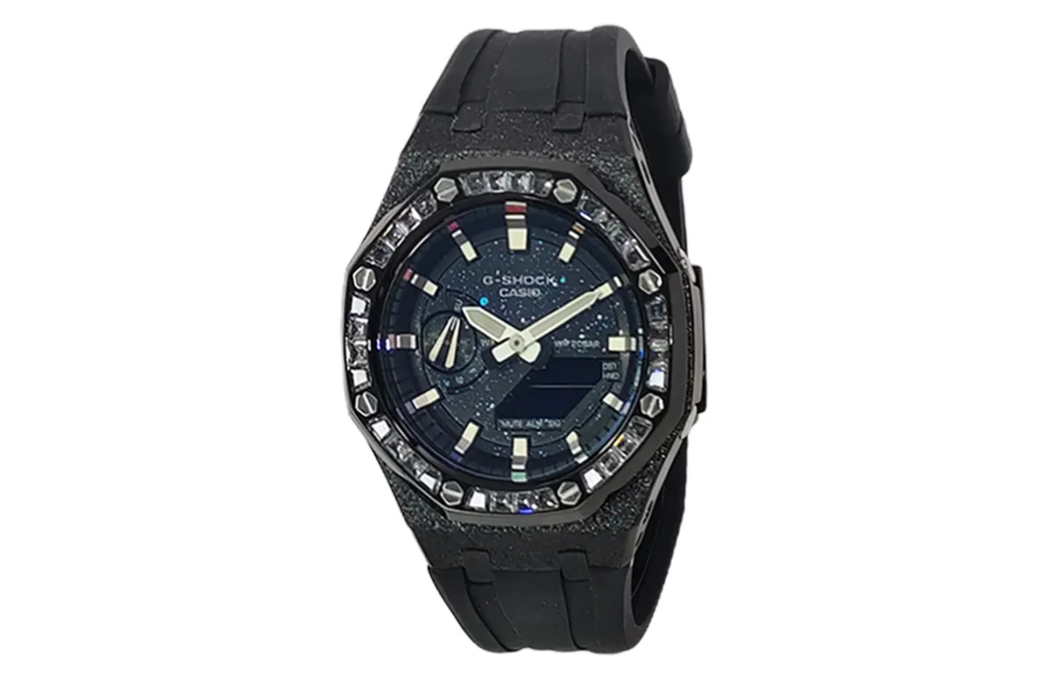 CASIO Custom Collection Quartz Movement Fluoroelastomer Strap Watch Men's Watches Black Dial