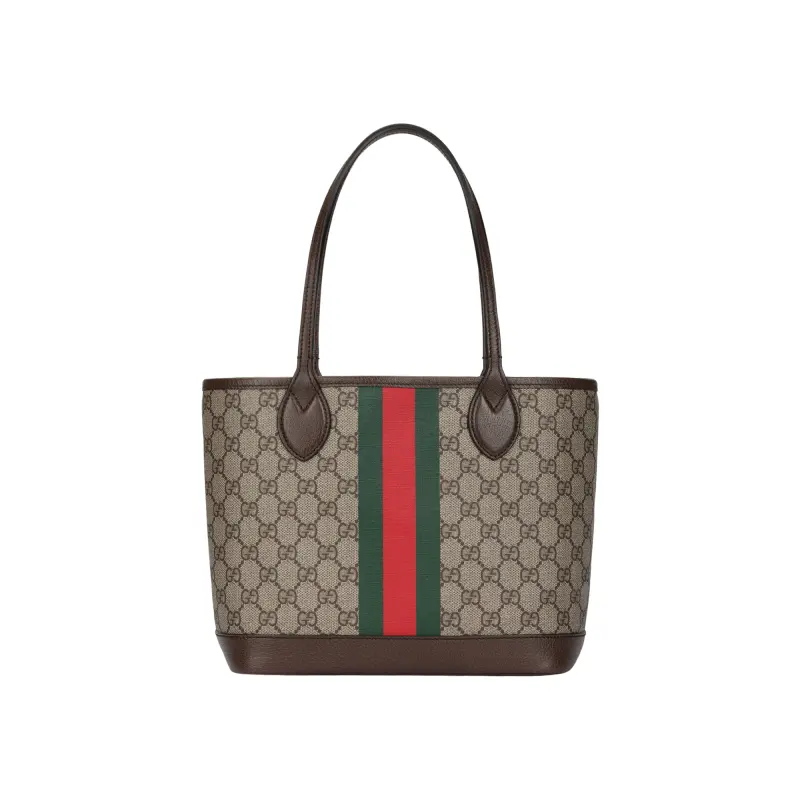 GUCCI Ophidia Canvas With Leather Tote Bag, Shopping Bag, Handbag Small Women's Brown & Ebony