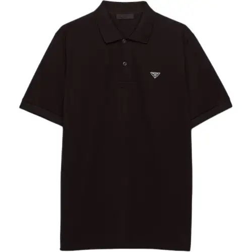 PRADA Polo Shirts Men's Black Polo Collar Moderate