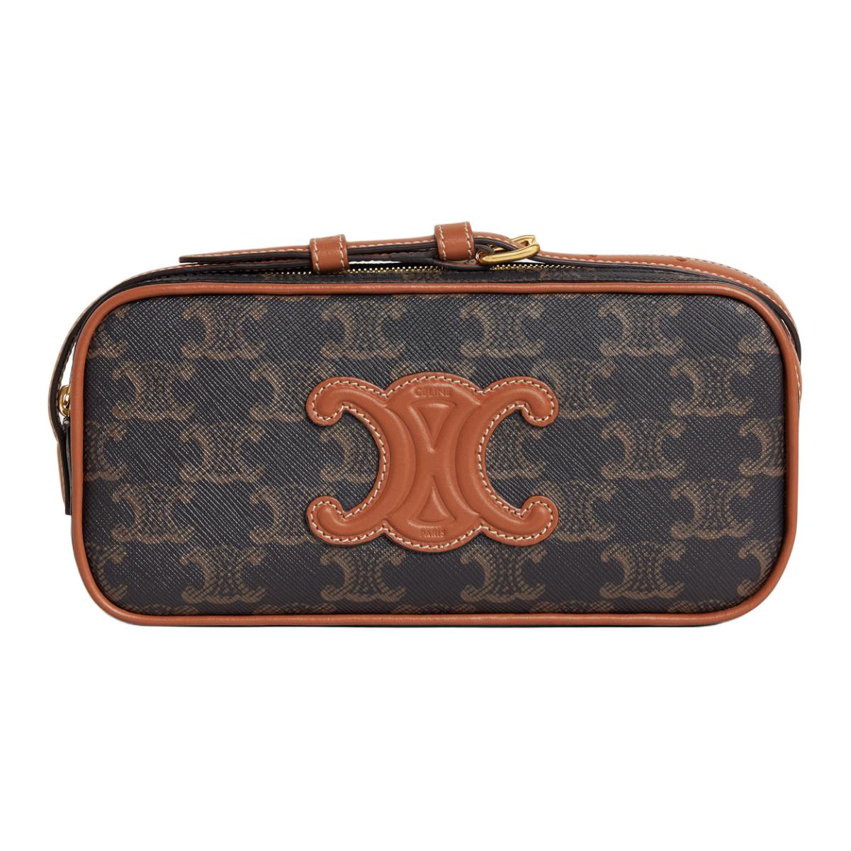 CELINE Cuir Triomphe Arc De Triomphe Cow Leather Messenger Bag, Shoulder Bag, Crossbody Bag Mini Women's Tawny