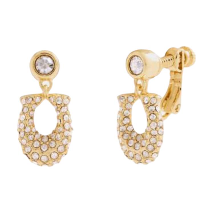 Женские серьги COACH Crystal Clip (золотистые)