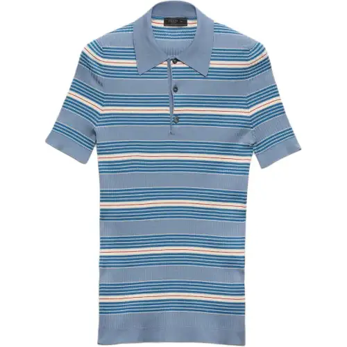 PRADA Polo Shirts Men's Lavender Blue Polo Collar Moderate Other