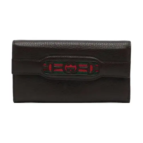 GUCCI Leather Card Holder, Wallet Men's Brown