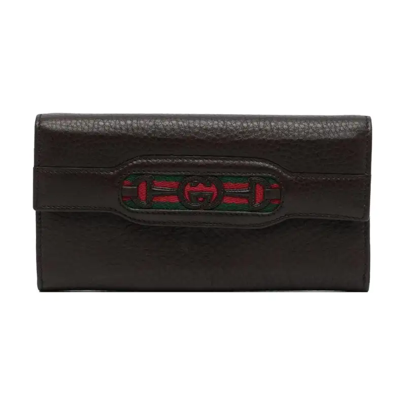 GUCCI Leather Card Holder, Wallet Men's Brown