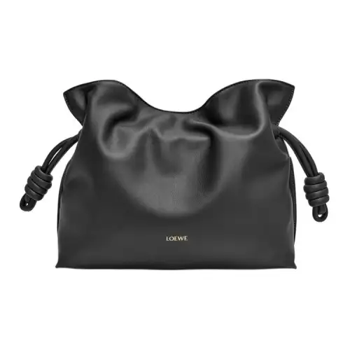 LOEWE Flamenco Nappa Cow Leather Clutch Women's Black