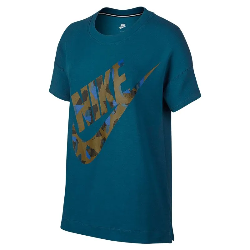 Nike T-Shirts Women's Blue Crew Neck Moderate