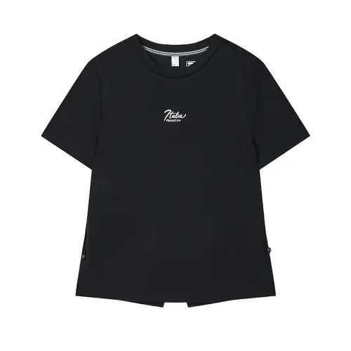 FILA WHITE T Shirts Women's Legend Blue Crew Neck Moderate Straight Fit