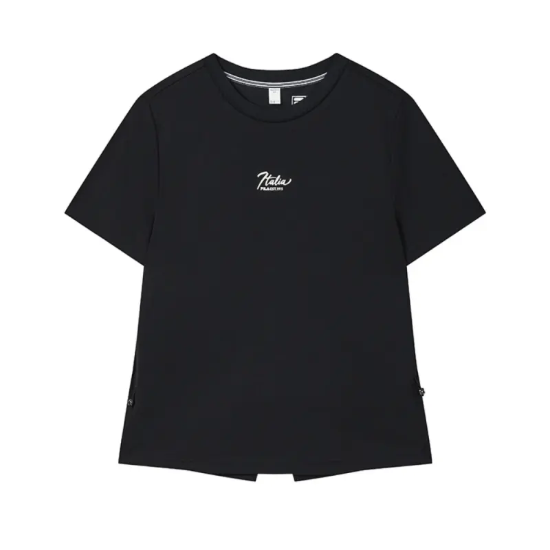 FILA WHITE T Shirts Women's Legend Blue Crew Neck Moderate Straight Fit