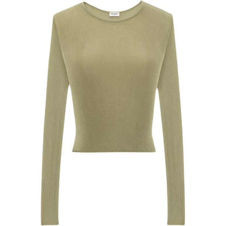 SAINT LAURENT Ribbed Knit Cropped Top