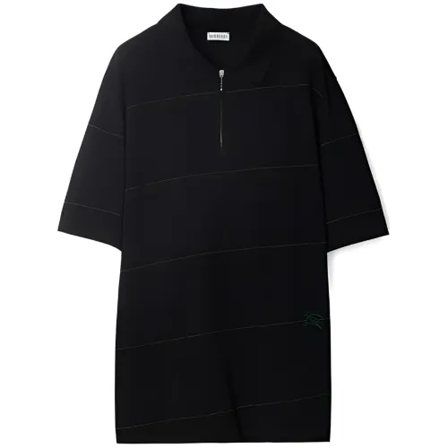 Burberry Striped Logo Embroidered Polo Shirt
