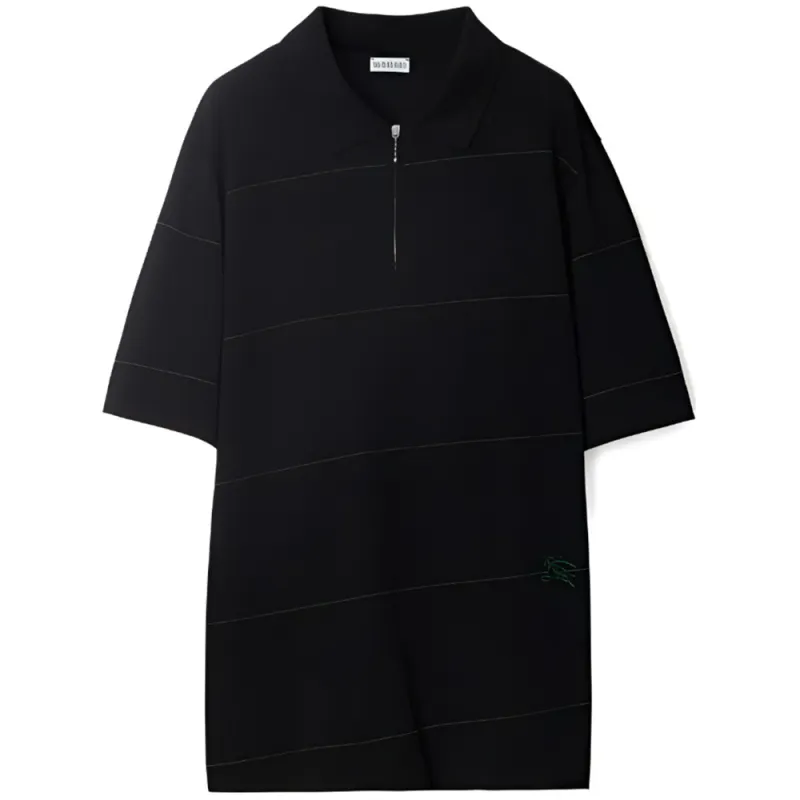 Burberry Striped Logo Embroidered Polo Shirt
