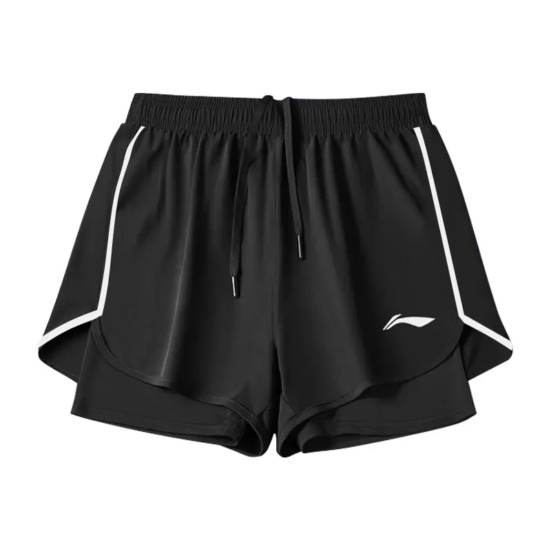 Li Ning Sports Shorts Women's Classic Black Women's Fit Thin Mock Two Piece