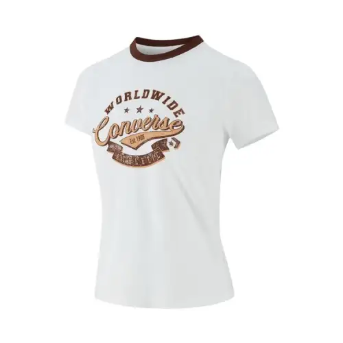 Converse T Shirts Women's White Crew Neck Moderate