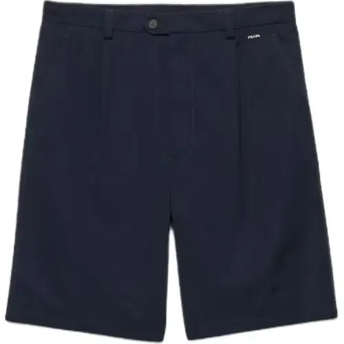 Prada logo-embroidered front-pleated shorts