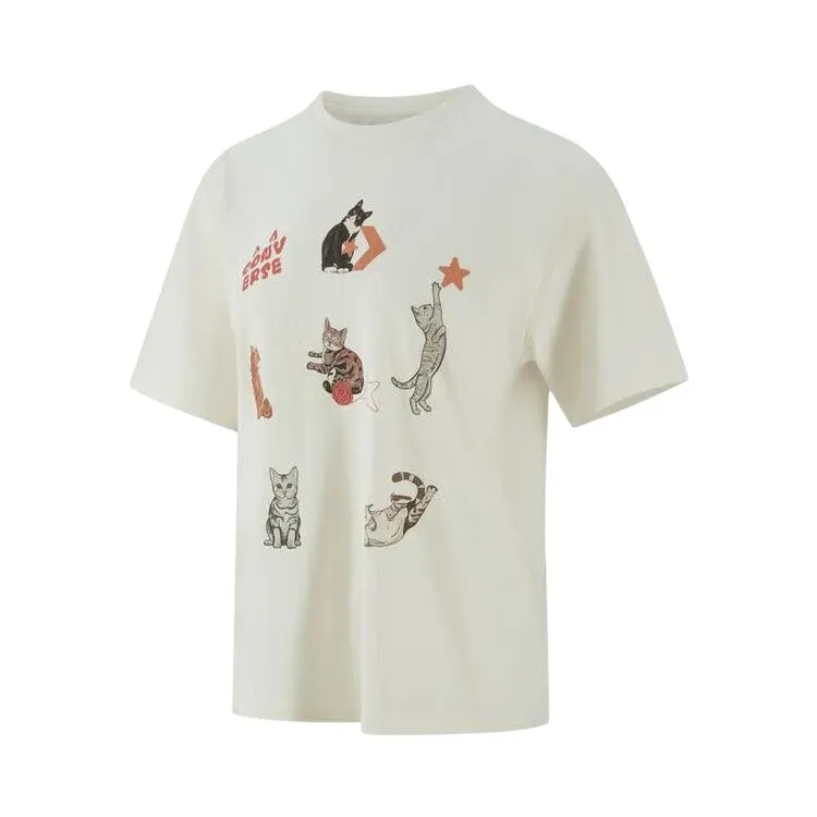 Converse T-Shirts Women's Ecru Crew Neck Moderate