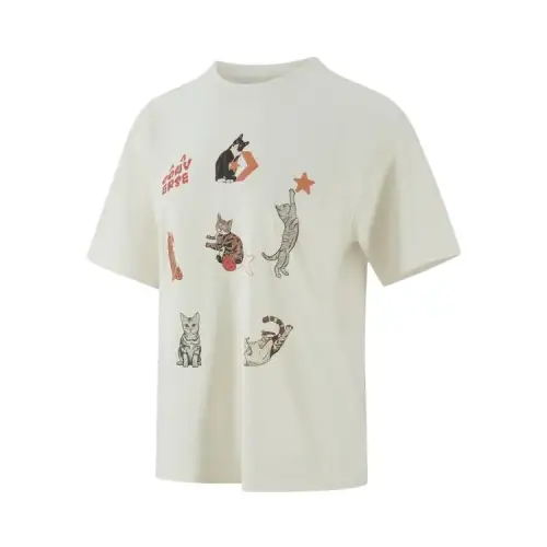 Converse T Shirts Women's Ecru Crew Neck Moderate