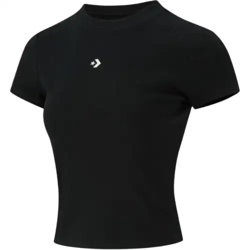 Converse T Shirts Women's Black Crew Neck Moderate