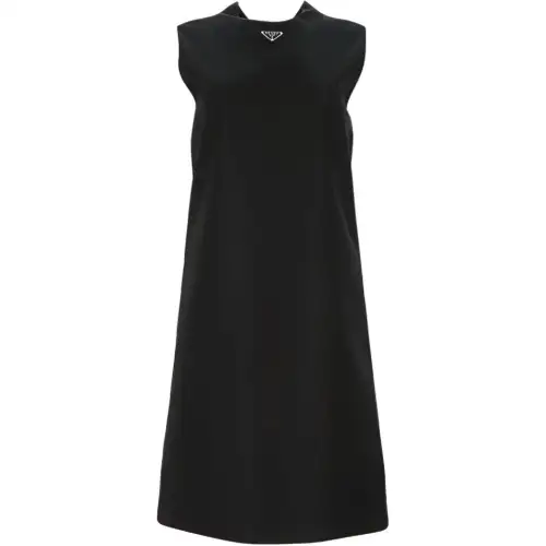 PRADA Sleeveless Dresses Women's Black Crew Neck Moderate
