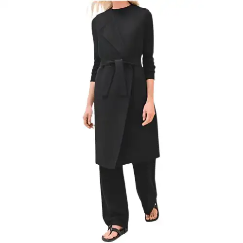HERMES Coats Women's Black Lapel Moderate