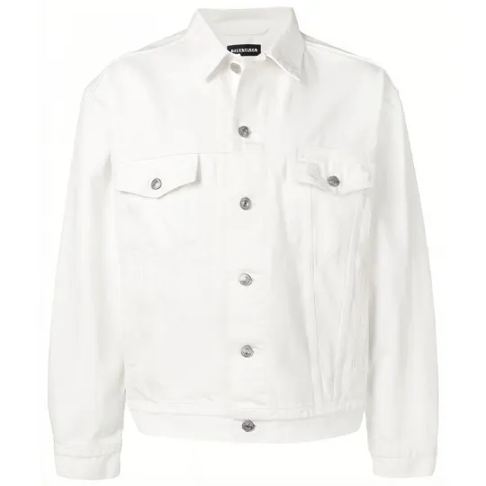 Balenciaga Men's Embroidered Logo Japanese Denim Jacket