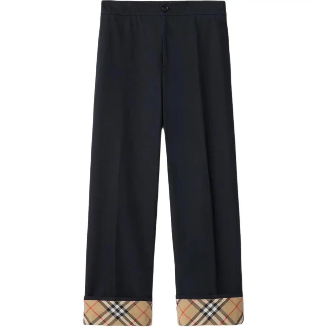 Burberry Straight Leg Checked Trim Trousers