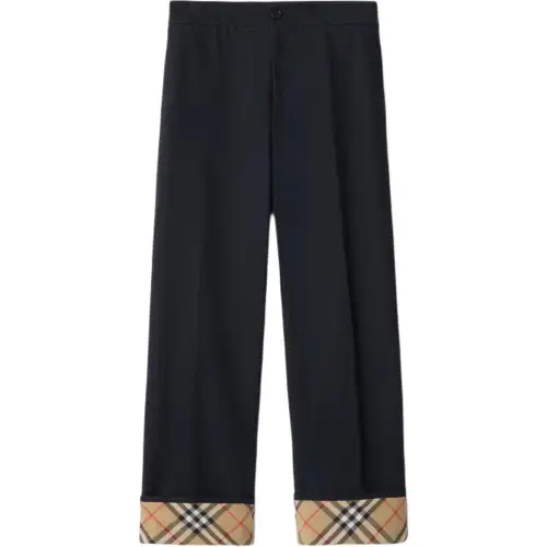 Burberry Straight Leg Checked Trim Trousers