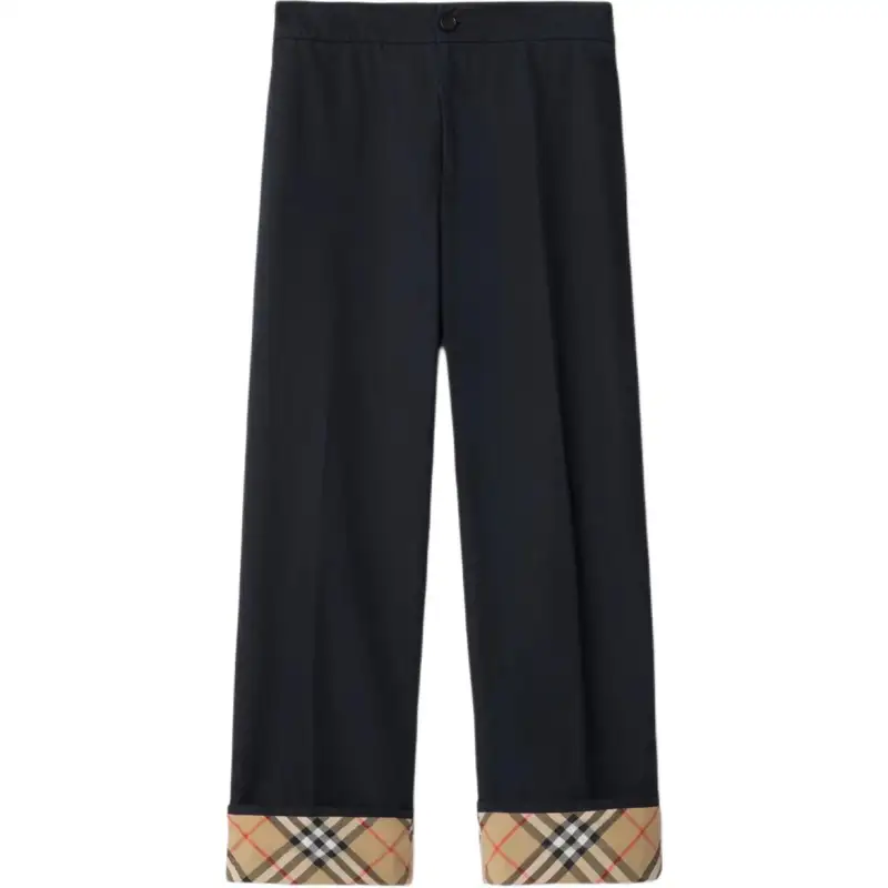 Burberry Straight Leg Checked Trim Trousers