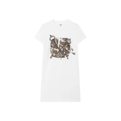 HERMES Short Sleeved Dress Women's White