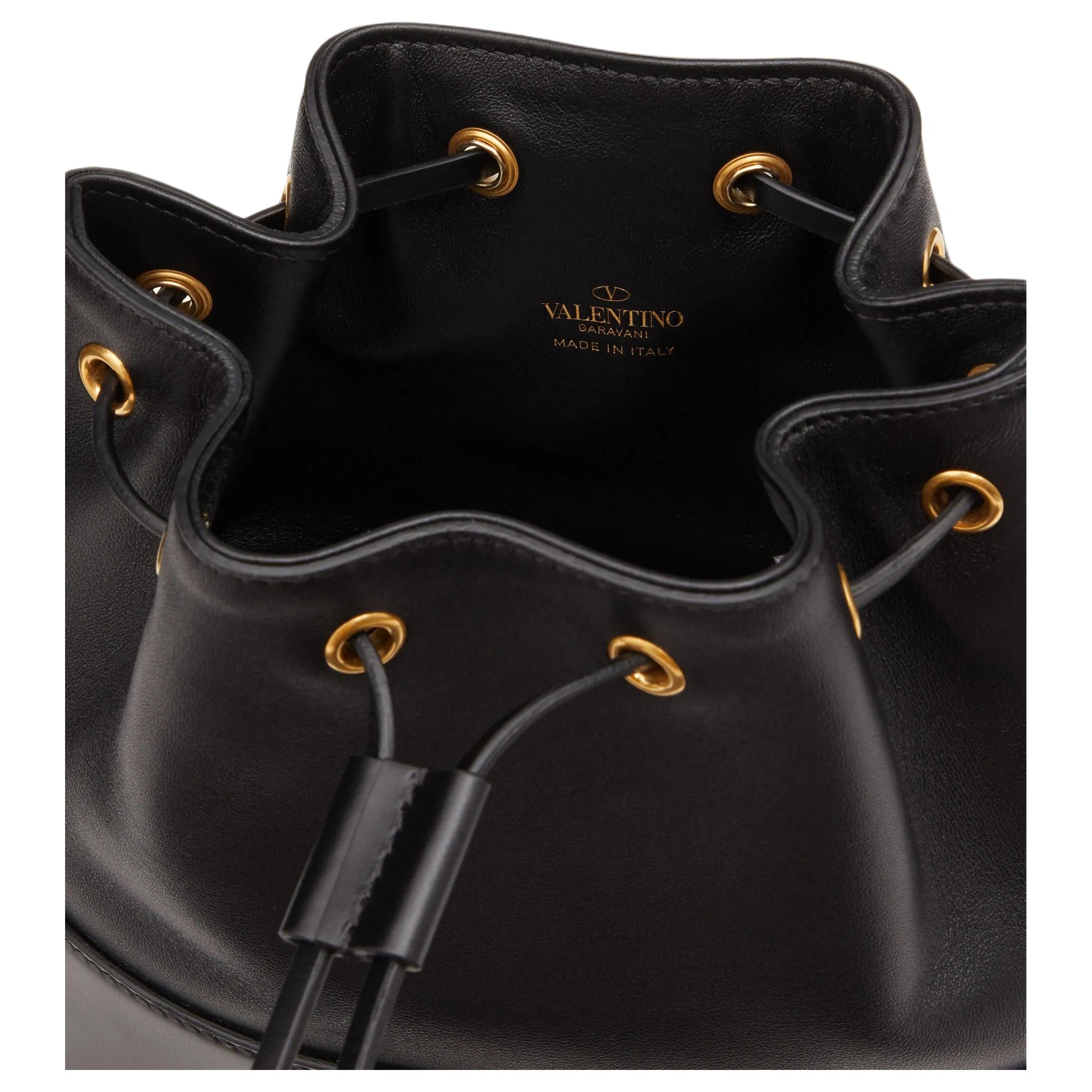 Женская сумка-ведро Valentino Vlogo Signature (черная) — фото 7